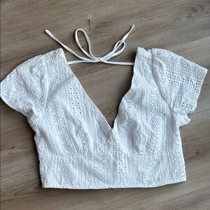 White Eyelet Lace Women's Top